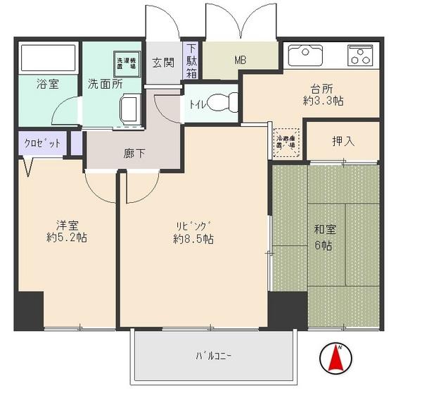 Floor plan. 2LDK, Price 8.2 million yen, Occupied area 50.43 sq m , Balcony area 4.18 sq m