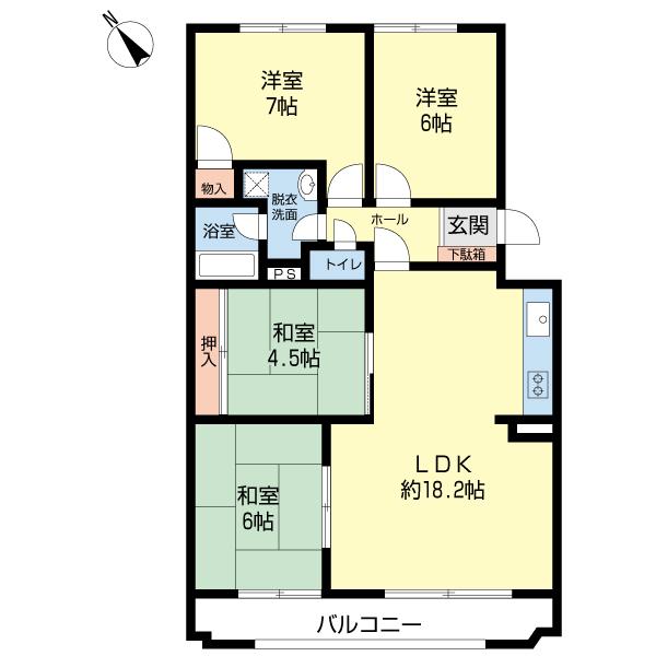 Floor plan. 4LDK, Price 6.3 million yen, Occupied area 85.56 sq m , Balcony area 8.76 sq m