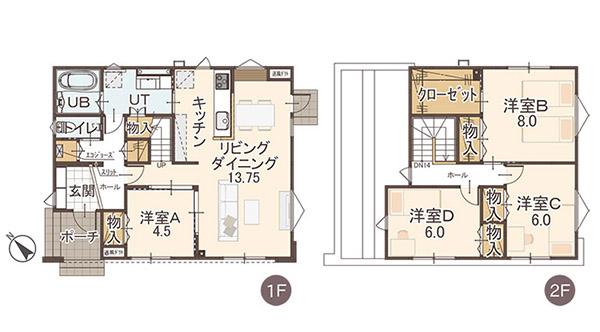 Floor plan. (C No. land), Price 32,500,000 yen, 4LDK, Land area 185.65 sq m , Building area 111.8 sq m