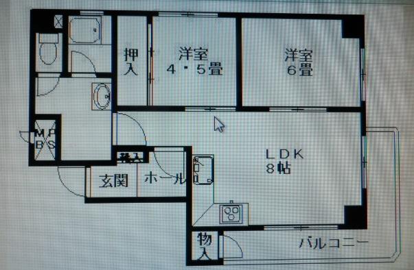 Floor plan. 2LDK, Price 11.3 million yen, Occupied area 61.08 sq m , Balcony area 9.28 sq m