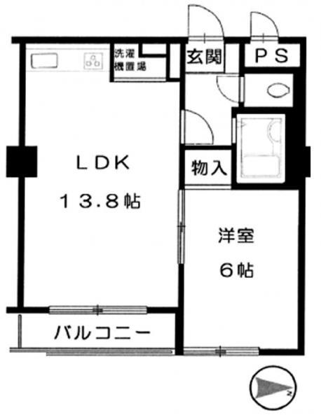 Floor plan. 1LDK, Price 7.5 million yen, Occupied area 42.82 sq m , Balcony area 3.6 sq m