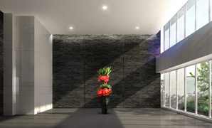Shared facilities.  [Entrance hall] Soft light that poured from the space of the two-layer blow. It is of the projected, Use the natural stone and tile, Only it was extremely simple to sophisticated space. You wrapped in silence from the time of stepped one step foot (Rendering)