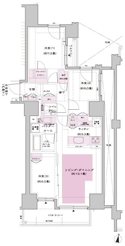 Floor: 3LD ・ K + N + WIC, the occupied area: 77.64 sq m, Price: 37.8 million yen