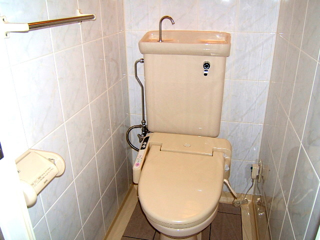 Toilet. Shower is equipped with toilet