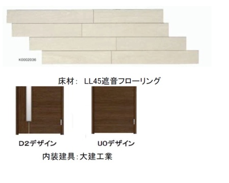 Living and room. LL-45 sound insulation floor floor, which is also used in the condominium