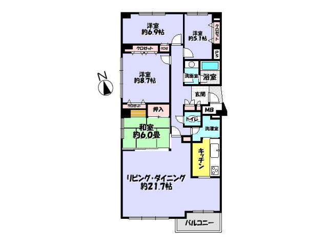 Floor plan. 4LDK, Price 19 million yen, Footprint 119.75 sq m , Balcony area 5.04 sq m Floor