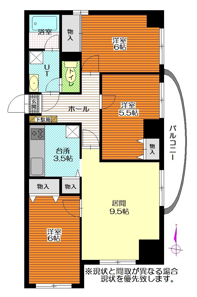 Floor plan. 3LDK, Price 13.8 million yen, Footprint 68 sq m , Balcony area 4.54 sq m