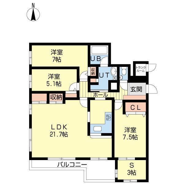 Floor plan. 3LDK+S, Price 24,800,000 yen, Occupied area 98.99 sq m , Balcony area 12 sq m