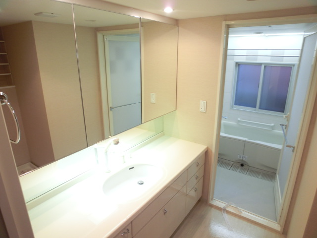 Washroom. Korezo, Three-sided vanity, It opened the door, There is place for housing