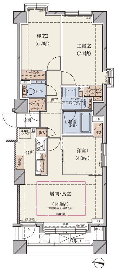 Floor: 3LDK, occupied area: 71.81 sq m, Price: 24,550,000 yen ~ 27,350,000 yen