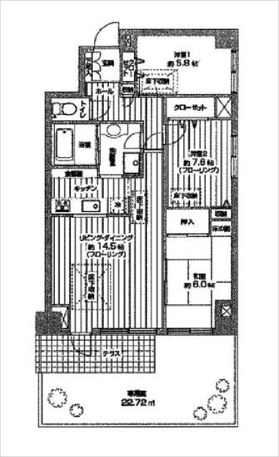 Floor plan. 3LDK, Price 21,800,000 yen, Occupied area 85.86 sq m
