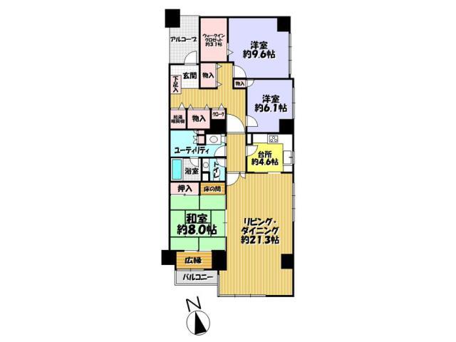 Floor plan. 3LDK, Price 23.8 million yen, Footprint 133.49 sq m , Balcony area 2.71 sq m Floor