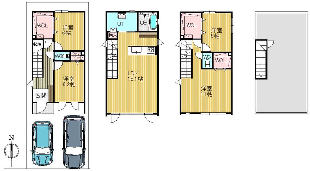 Floor plan. 35,800,000 yen, 3LDK + S (storeroom), Land area 84.75 sq m , Building area 126.76 sq m