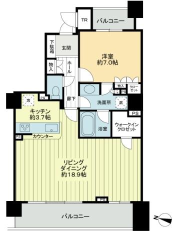 Floor plan. 1LDK, Price 19,800,000 yen, Footprint 70 sq m , Balcony area 15.69 sq m