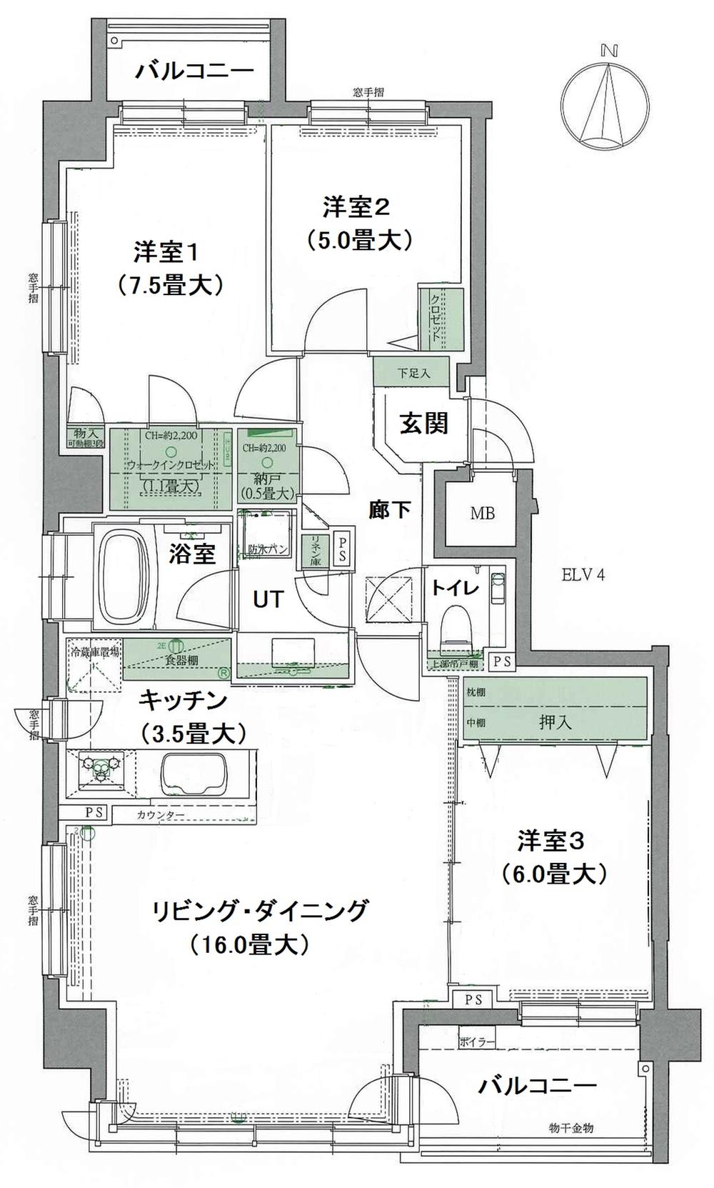 Floor plan. 3LDK, Price 37,800,000 yen, Occupied area 84.71 sq m , Balcony area 8.52 sq m