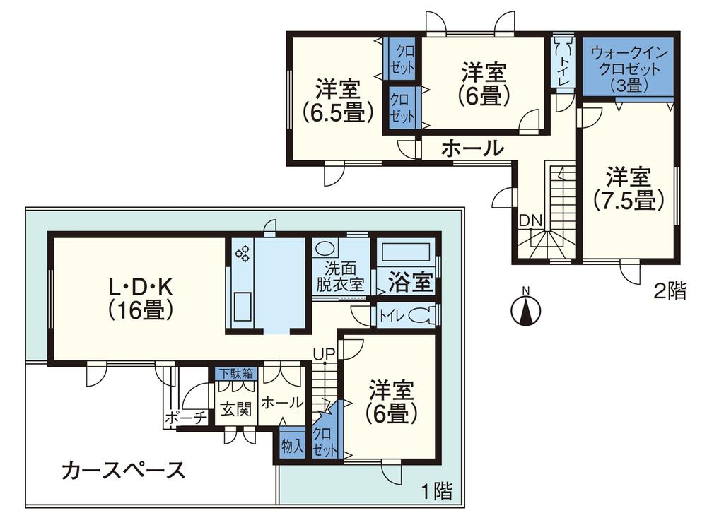 Building plan example (floor plan). Building plan example (compartment B) 4LDK, Land price 13.8 million yen, Land area 103.92 sq m , Building price 20,600,000 yen, Building area 107.65 sq m