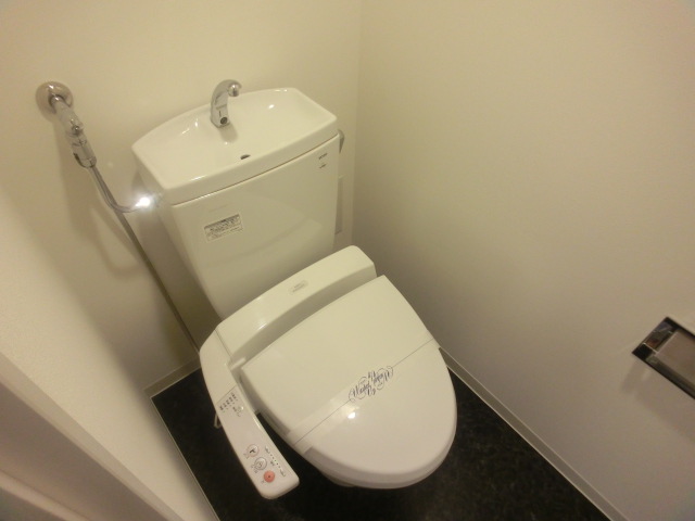 Toilet. With warm water washing toilet seat! 