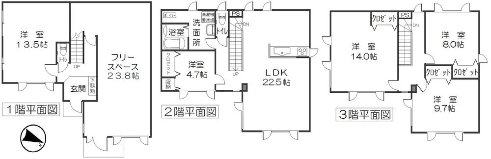 Floor plan. 36,800,000 yen, 5LDK + S (storeroom), Land area 118.98 sq m , Building area 202.5 sq m Floor