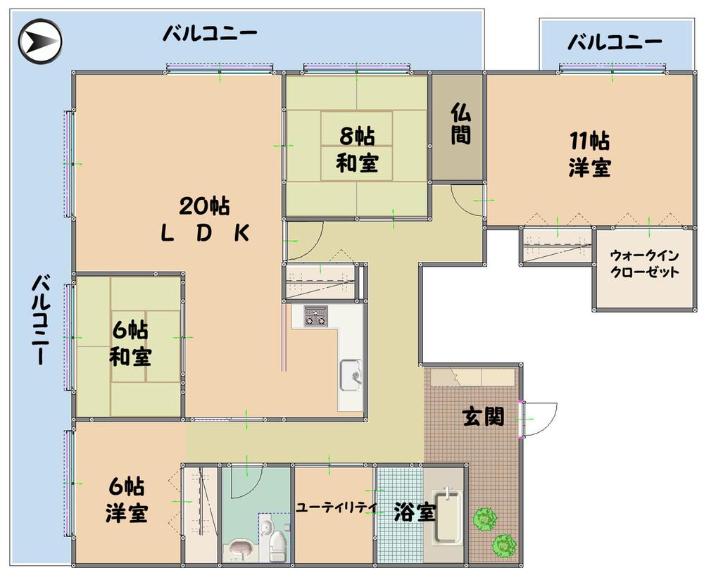 Floor plan. 4LDK, Price 17.2 million yen, Footprint 156.32 sq m , The balcony area 18.55 sq m 2 units is wide floor plan so that in the 1 units!
