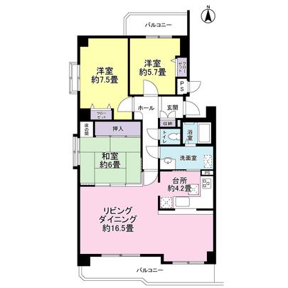 Floor plan. 3LDK of 88.99 sq m The top floor of the south ・ It is west of the corner dwelling unit.