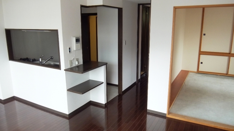 Other room space. Japanese-style room left is the kitchen right (tatami will go before occupancy)