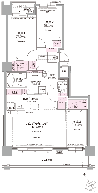 Floor: 3LDK, occupied area: 79.34 sq m, Price: 27.6 million yen ~ 30,170,000 yen