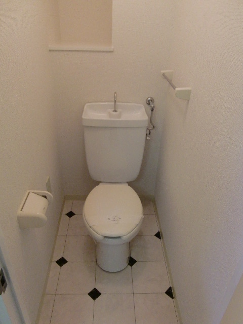 Toilet. Actual and unlike in the model room shooting (furniture is not attached as well)