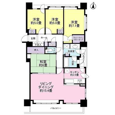 Floor plan. 9 floor, South ・ east ・ North of the three-direction room. 4LDK of occupied area 94.98 sq m.