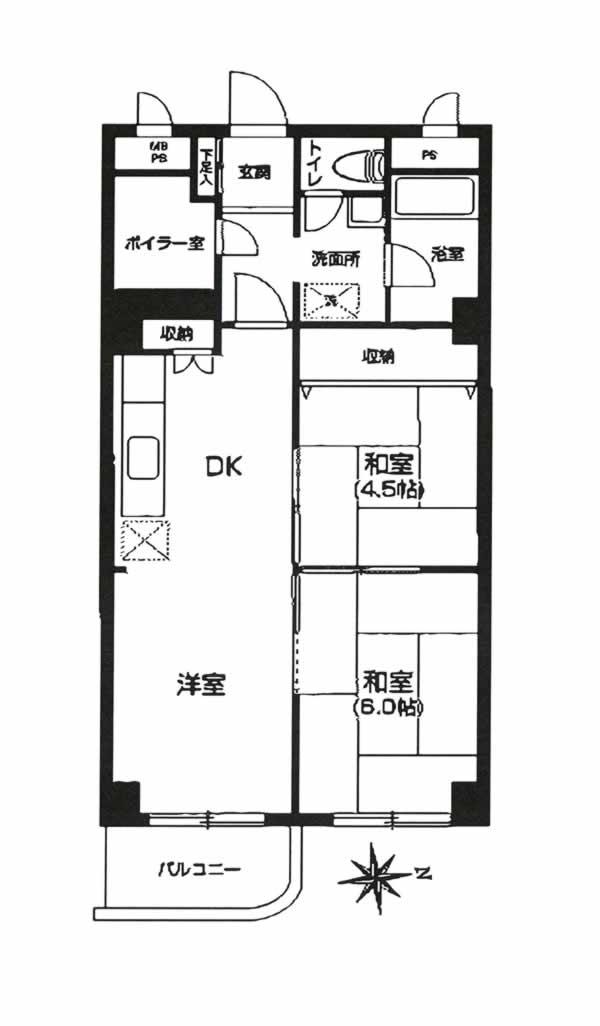 Floor plan. 2LDK, Price 6.5 million yen, Footprint 53.8 sq m , Balcony area 3.32 sq m