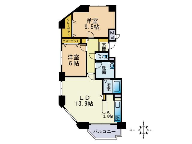 Floor plan. 2LDK, Price 15.3 million yen, Occupied area 74.82 sq m , Balcony area 4.72 sq m