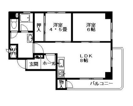 Floor plan. 2LDK, Price 8.8 million yen, Occupied area 56.57 sq m , Balcony area 9.28 sq m