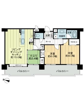 Floor plan. 3LDK, Price 18,800,000 yen, Occupied area 83.53 sq m , Balcony area 25.04 sq m