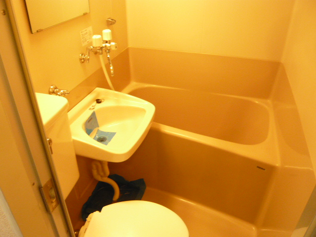 Bath. Unit bath with a wash basin