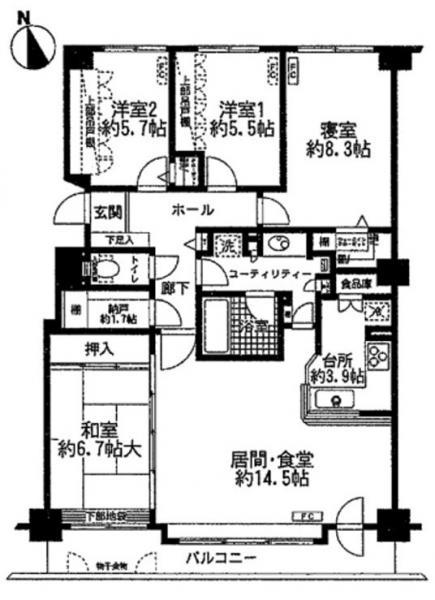 Floor plan. 4LDK, Price 16.8 million yen, Occupied area 96.19 sq m , Balcony area 10.62 sq m