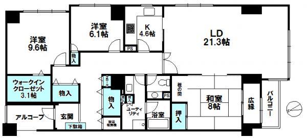 Floor plan. 3LDK, Price 23.8 million yen, Footprint 133.49 sq m , Balcony area 2.71 sq m