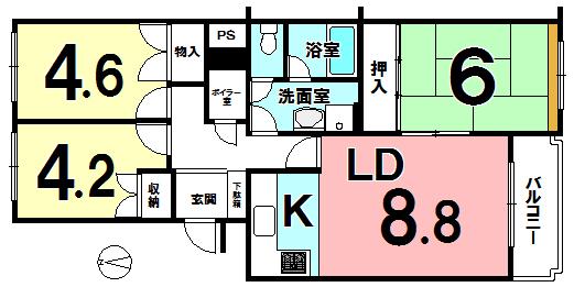 Floor plan. 3LDK, Price 6.5 million yen, Occupied area 70.78 sq m , Balcony area 4.08 sq m