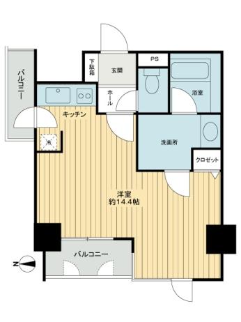 Floor plan. Price 4.8 million yen, Occupied area 36.28 sq m , Balcony area 5.65 sq m
