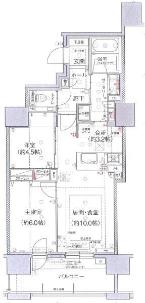 Floor plan. 2LDK, Price 21 million yen, Occupied area 57.78 sq m , Balcony area 11.1 sq m