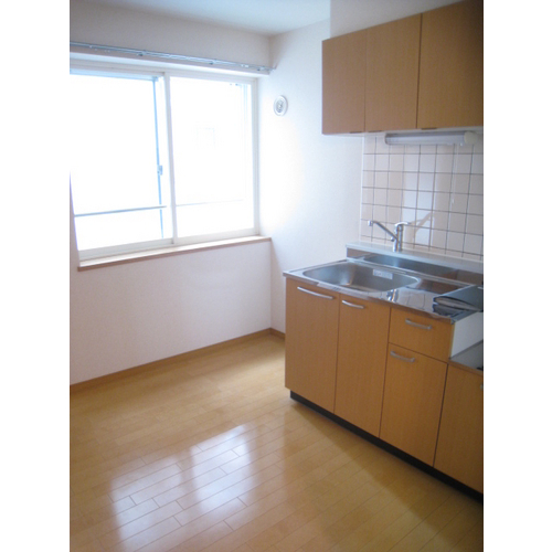 Kitchen. The window is large, bright room! 