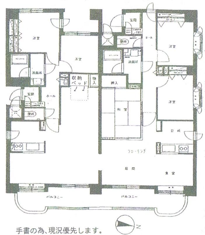 Floor plan. 5LDK, Price 21 million yen, Footprint 134.04 sq m , Balcony area 18.05 sq m