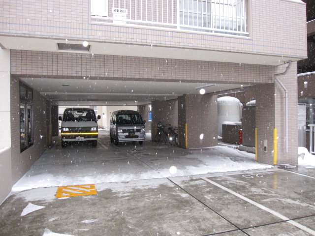 Parking lot. Peace of mind snow day even with the roof