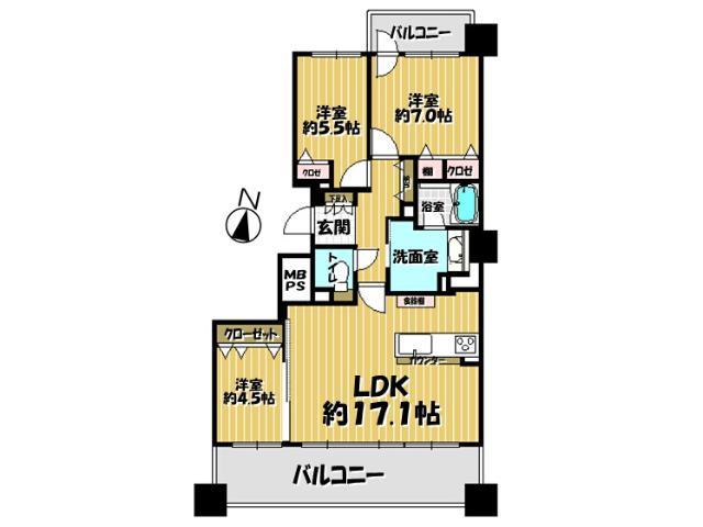 Floor plan. 3LDK, Price 23.8 million yen, Occupied area 78.31 sq m , Balcony area 19.93 sq m Floor