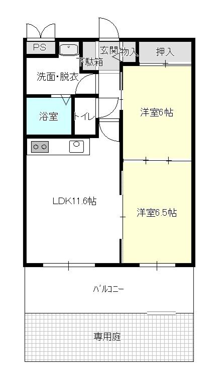 Floor plan. 2LDK, Price 11.8 million yen, Footprint 54.4 sq m , Balcony area 13.06 sq m