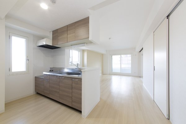 Kitchen. Kitchen of calm tone. Daytime lighting No need there is a window