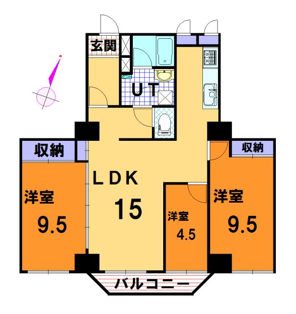 Floor plan. 3LDK, Price 10.8 million yen, Occupied area 87.72 sq m , Balcony area 4.95 sq m