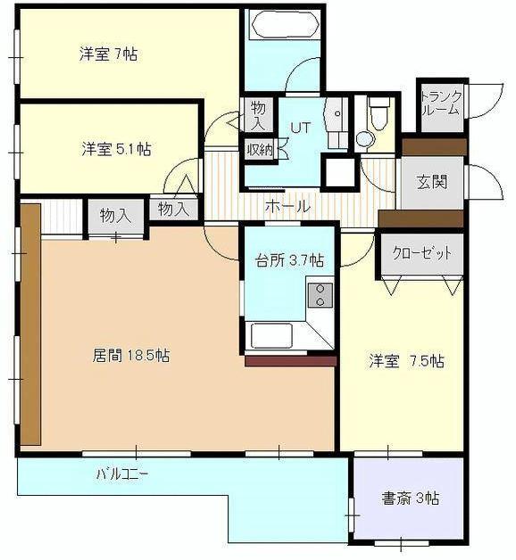 Floor plan. 3LDK, Price 24,800,000 yen, Occupied area 98.99 sq m , Balcony area 12 sq m
