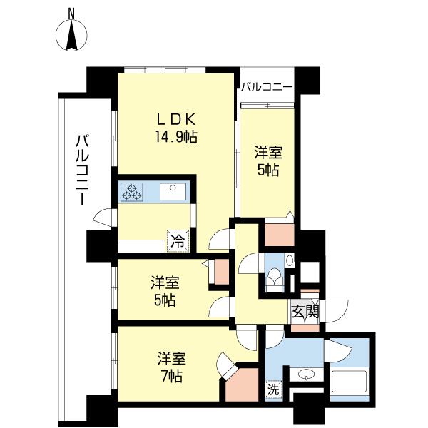 Floor plan. 3LDK, Price 37 million yen, Footprint 72.3 sq m