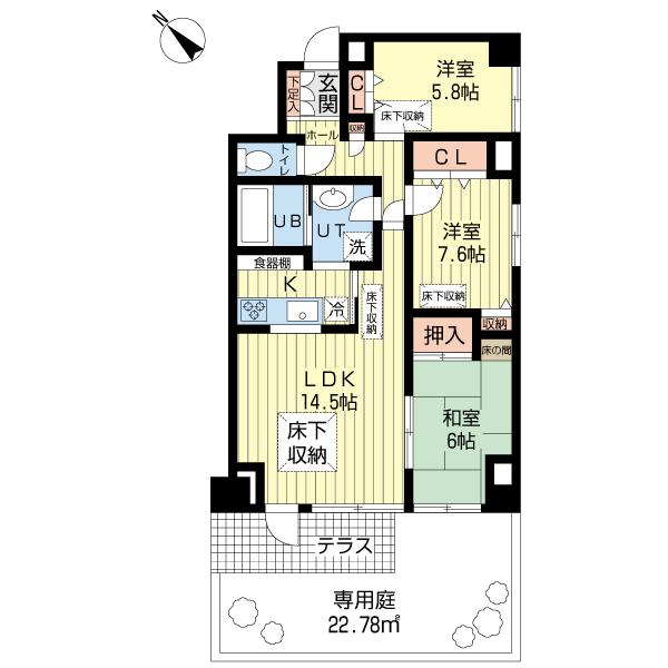 Floor plan. 3LDK, Price 20,300,000 yen, Occupied area 85.86 sq m