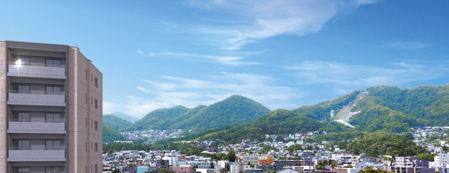 From Mt Moiwa Maruyama ・ Arranged Zentei as mountains can enjoy continuing to Okurayama to southwestward, All 33 House ・ Born in the 11-storey ※ In which the view photos and building Rendering of 2,012.8 taken from the local 11th floor equivalent was CG synthesis, In fact a slightly different