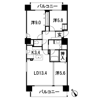 Floor: 3LDK, occupied area: 84.14 sq m, Price: 39,400,000 yen ~ 41,900,000 yen
